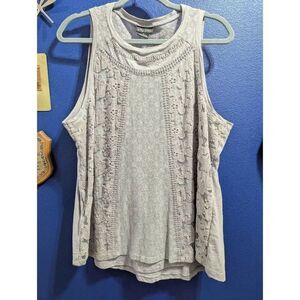 City Chic Lace Tank Top Plus Size 1XL Boho Grey